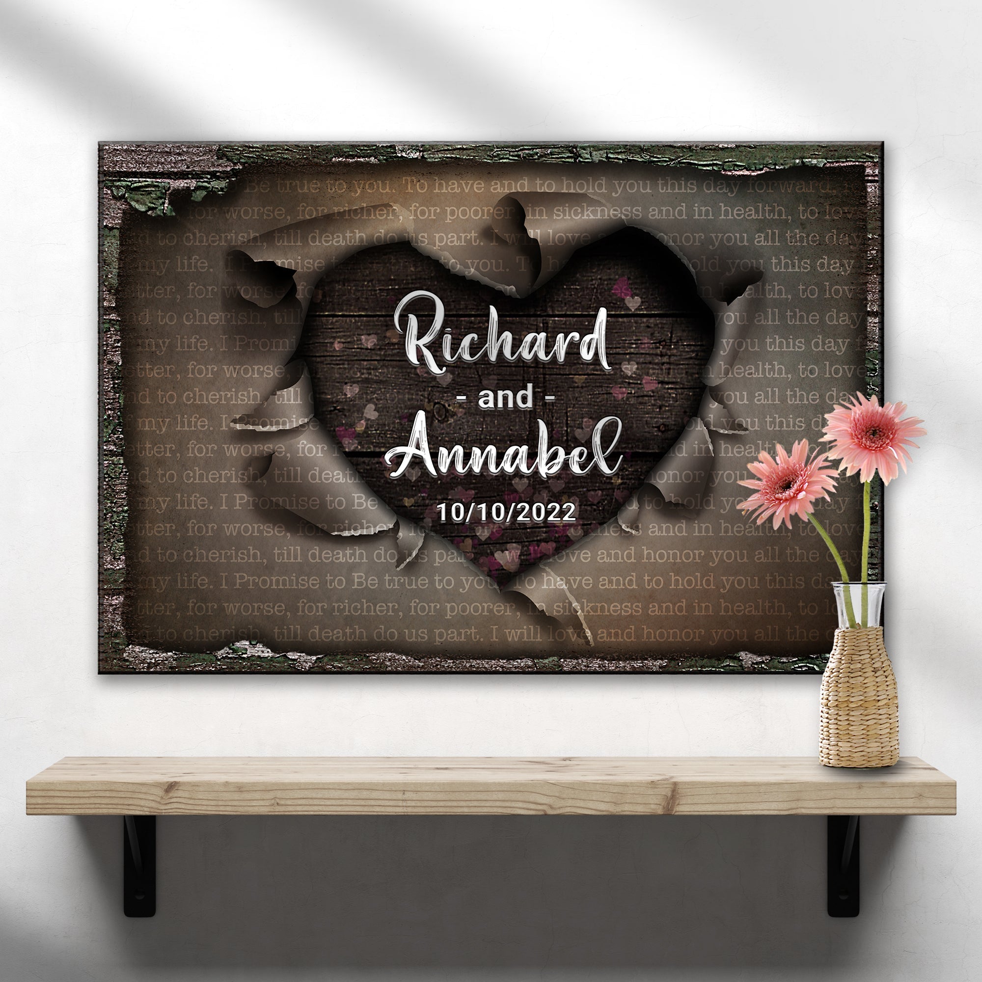 Unwrapped Heart Wedding Vows Sign